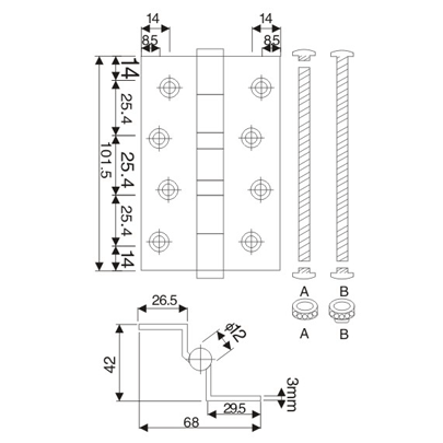 Stainless Steel Hinge - CK - A01