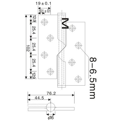 Stainless Steel Hinge - RH - A01